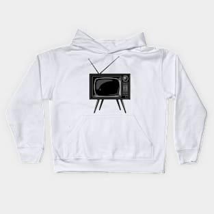 Black Retro TV Kids Hoodie